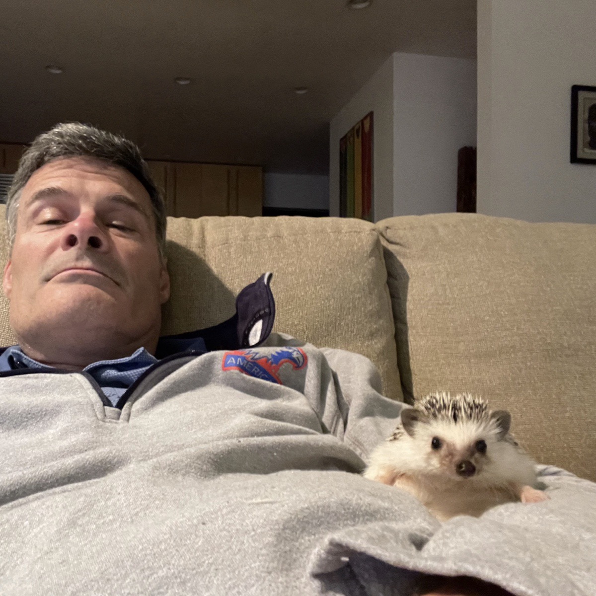 Patrick and Basil watching the Washington Capitals